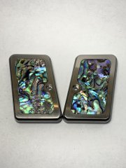 GRIP PLATES. STAINLESS STEEL. ABALONE INLAY