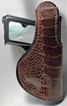THUMB BREAK HOLSTER. OSTRICH KNEE. BROWN. RIGHT.